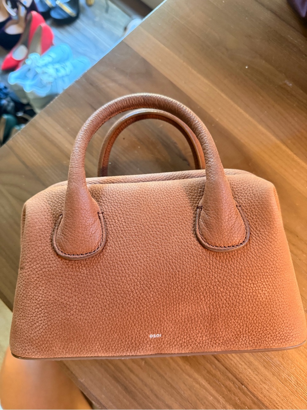 Textured Tan Mini Top-Handle Bag - Women